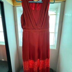 Midi Dress Orange/Red with lace size M